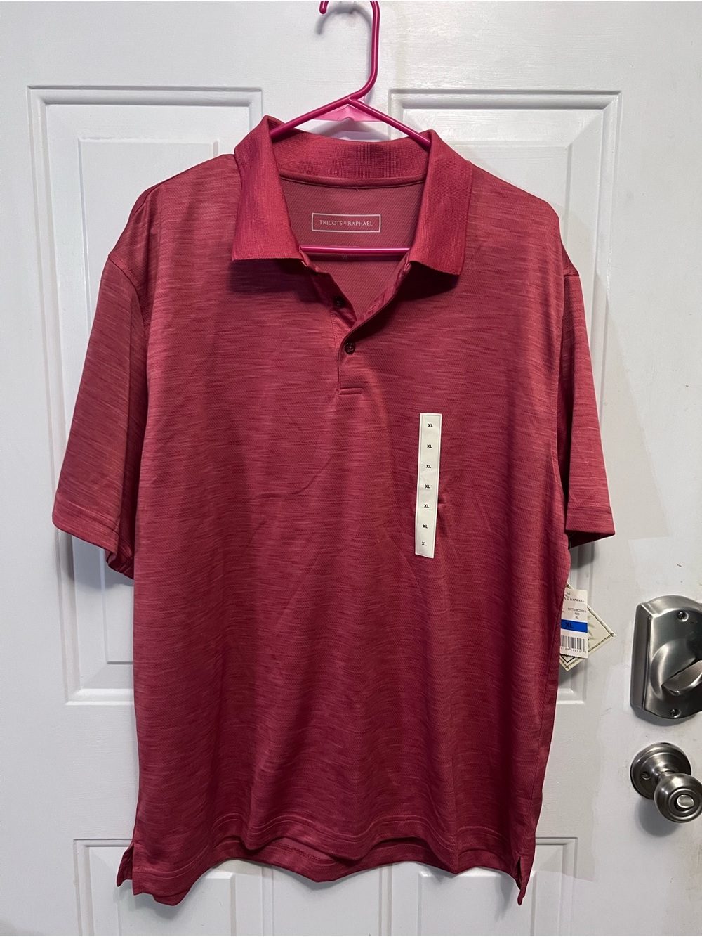 Tricots St Raphael Men’s XL Paradise Polo Red Textured Short Sleeve NWT